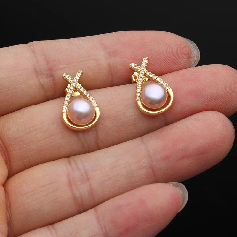2023 New Natural Pearl Earrings For Woman,Trendy Pearl Earrings Mother Wife Birthday Gift White Black