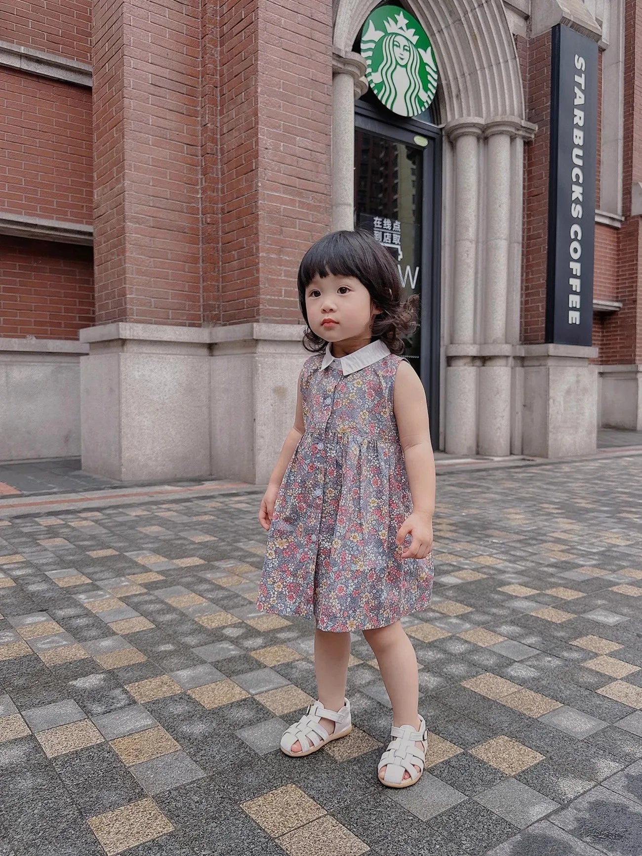 Sleeveless Summer Girls Blouses Tops Cotton Casual Flower Print Baby Girls Striped Shirts for Children Kid Clothing Shirts Dress