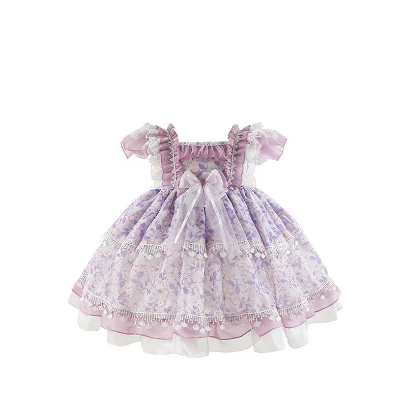 2024 Tulle Princess Elegant Dresses for Girls Petal Sleeves Spain Lolita Dresses Party Child Princess Dresses for Girls