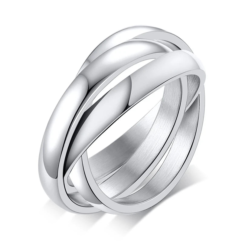 New Triple Interlocked Engagement Rings for Women Stainless Steel Three-in-one Promise Gift for Her Valentines Day