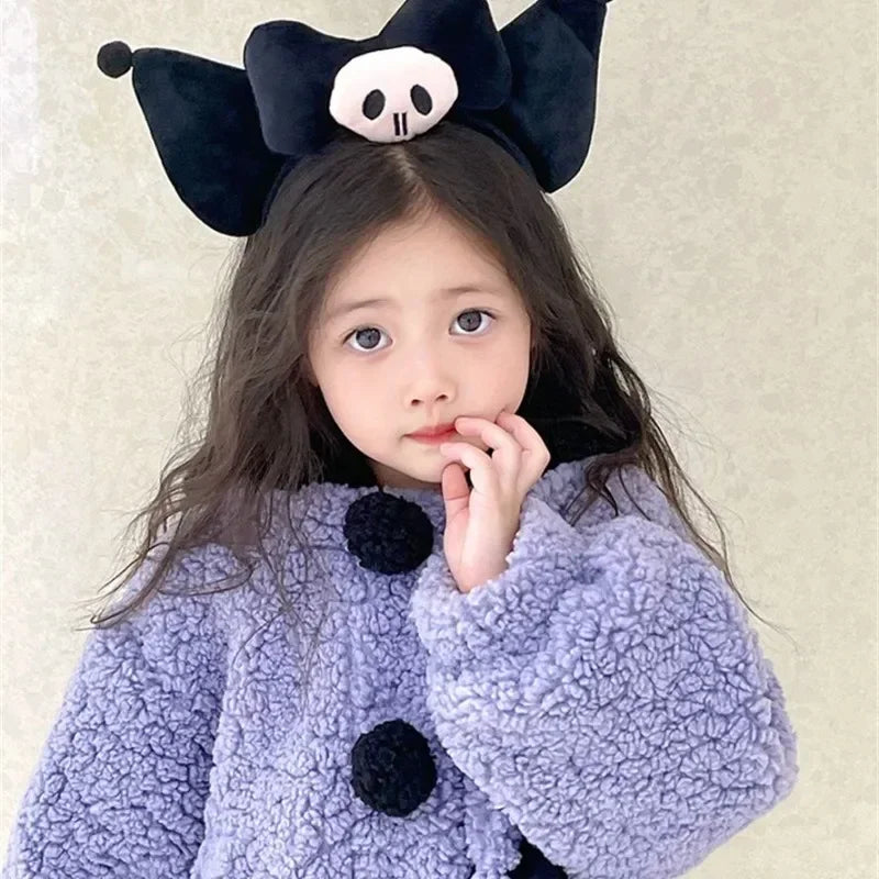 Kuromi Anime Kawaii Langarmmantel Niedlicher Cartoon Kinder Sanrio Ins Winter Plus Kapuzen Warme Jacke Kleidung Geschenke für Kinder