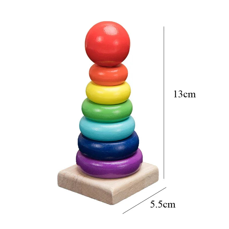Baby-Lernspielzeug Montessori Holz 3D Spielzeug Kindheit Lernen Kinder Baby Bunte Holzblöcke Für Kinder Weihnachtsgeschenk