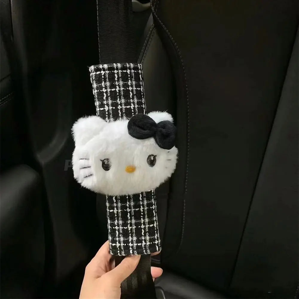 Sanrio Hello Kitty Car Safety Belt Cover Cartoon Kawaii Universal Plush for Women Kids Adults Non-slip Car Interior Accessories