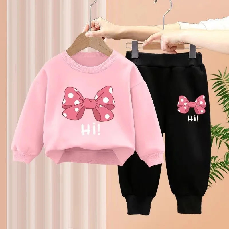 Herbst Baby Mädchen Kleidung Set Kinder Sport Bogen Brief Druck Sweatshirt Top und Hosen Butt Zwei Stück Anzug Baumwolle Trainingsanzug