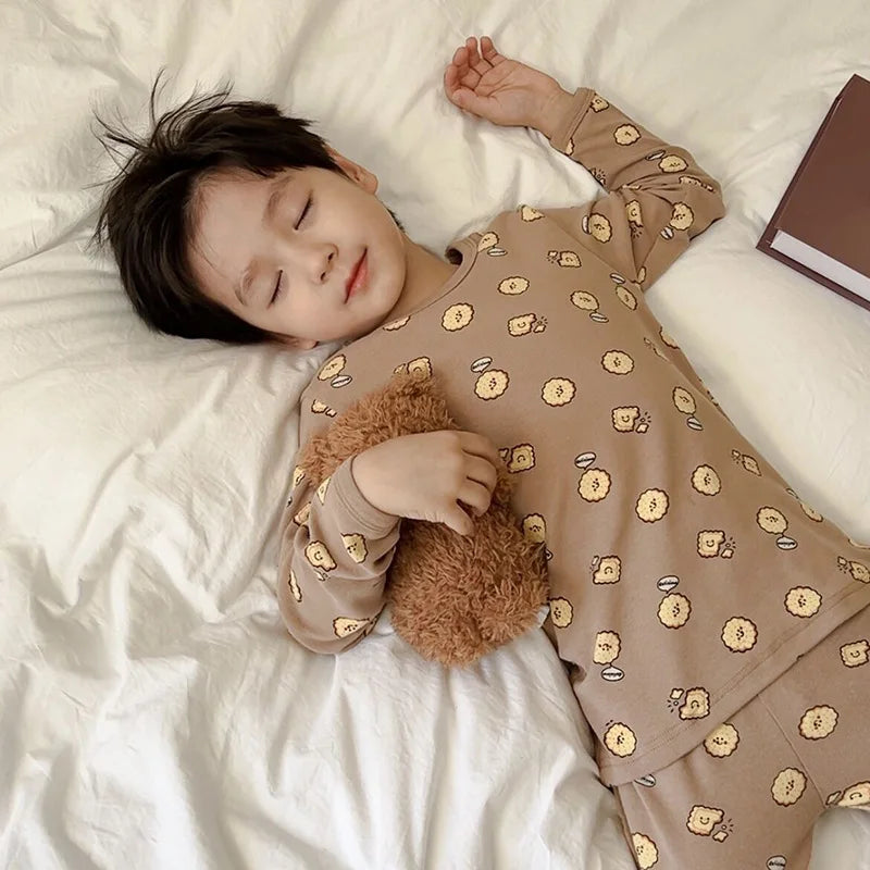 Children's Class A autumn and winter pajamas, boys and girls' wool stretcher home clothing, baby, small and large children's car