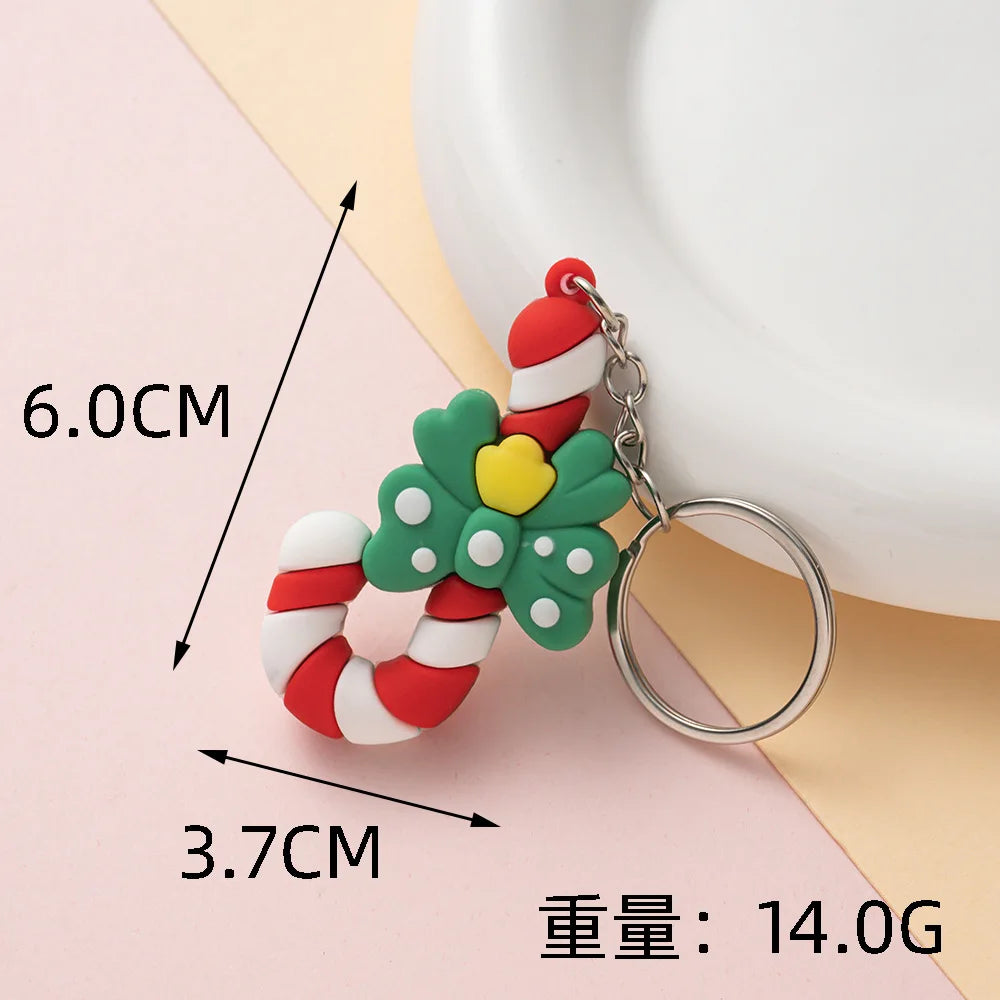 Christmas Keychain Cartoon Cute Doll Pendant Santa Claus Snowman Tree Keyring for Men Women Party Decoration Souvenir