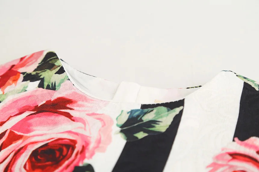 Rose Print Sleeveless Girls Summer Dresses