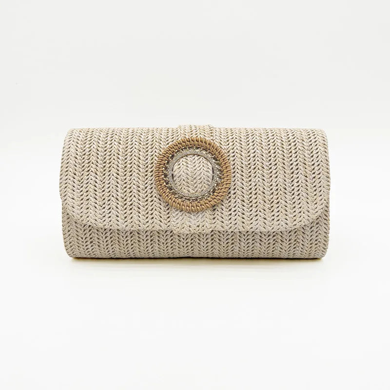 Straw Clutch Purse for Women Wedding Hand-Woved Evening Straw Handbags Party Wedding Summer Beach Wicker Shoulder Messenger Bags