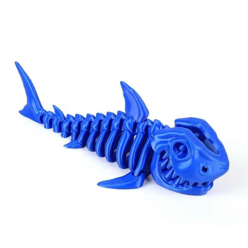 3D Printed Bony Shark Model Toys Animals Figurines Multi-Jointed Fishbowl Setting Decorative Desktop Ornament Kids Novelty Gifts