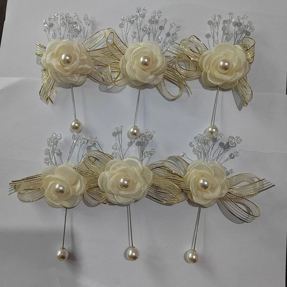 Romantic  Ivory Rose Wrist Flowers Men's Corsage Wedding Flowers Ceremony Boutonniere Buttonholes Wrist Corsage Prom Suit Decor