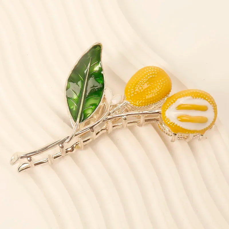 fresh Durian Metal Hair Clip Hair claws fruit oil drop flower Personality Fruit Funny Hair Claw Hairpin for Women Girls Headwear