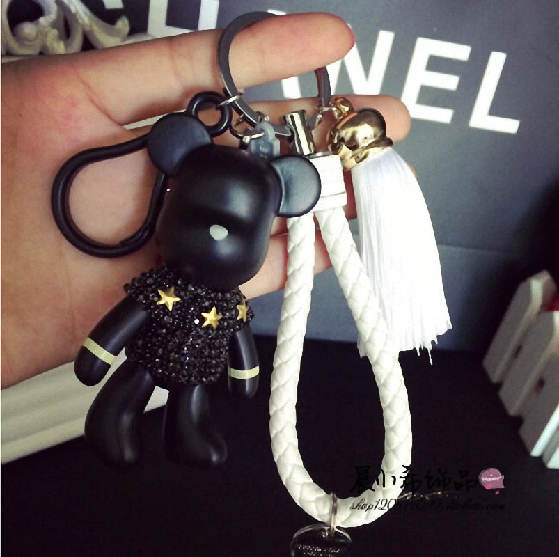 2021 Fashion Bomgom Tassels Cartoon Popobe Gloomy Bear Keychain Cute Bag Charm Holder Cartoon Resin Key Chain