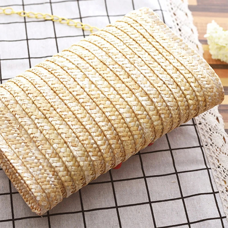 Fruit Pattern Clutch Bags for Women Rattan Weaving Beach Bag Small Women's Purse Handbags Bohemian Female Shoulder Bags