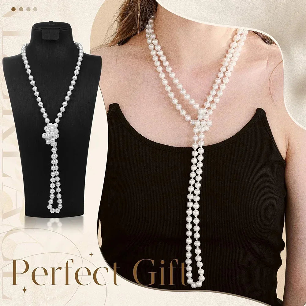 Fashion Women Glass Bead Necklace Long Necklaces Layering Set Women's Elegant Jewelry Couple Gift DIY Accessories 2024 New Trend