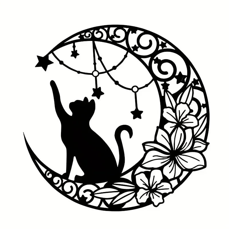 CIFBUY Deco 1pc Wall Decoration Metal Crafts Pendant Black Cat Metal Art Home Decor Outdoor Courtyard Indoor Applicable Decorati