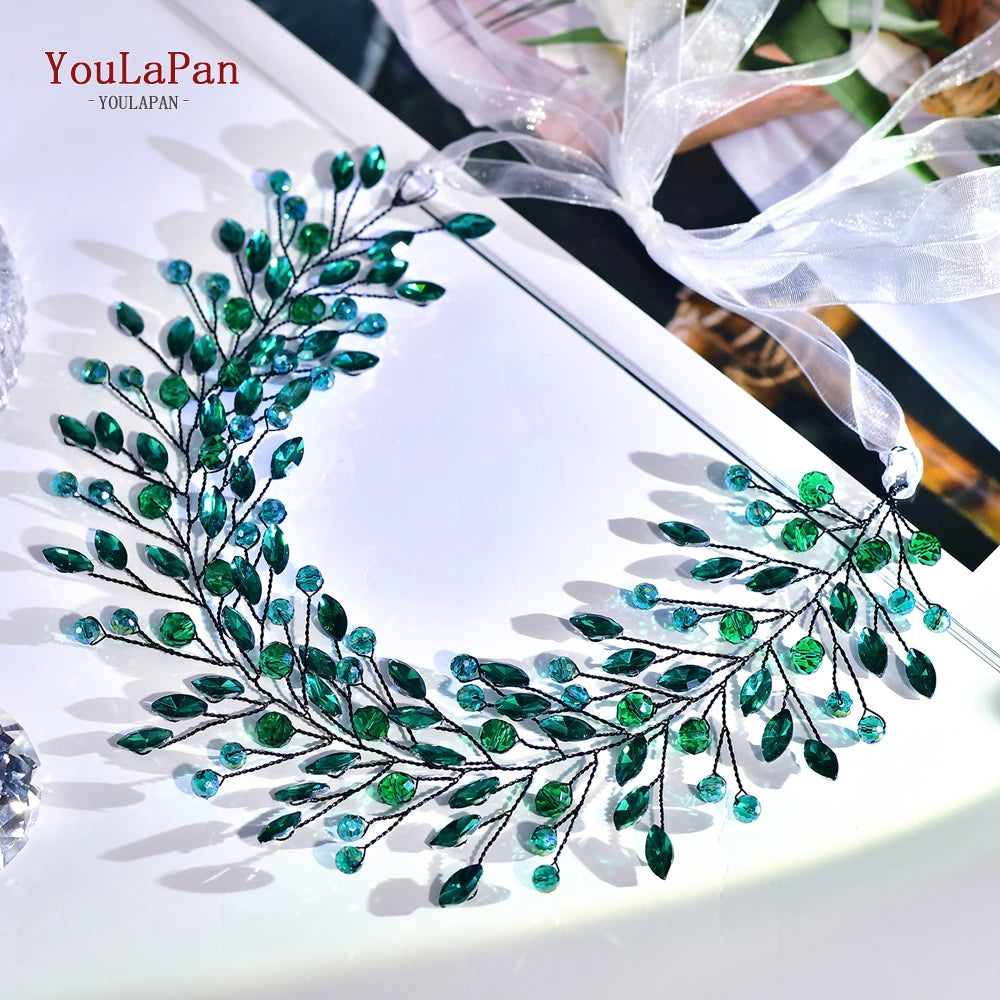 TOPQUEEN Elegant Bridal Belt Wedding Dress Waist Decoration Bridesmaid Belt Green Rhinestone Evening Gown Belt Accessories SH799