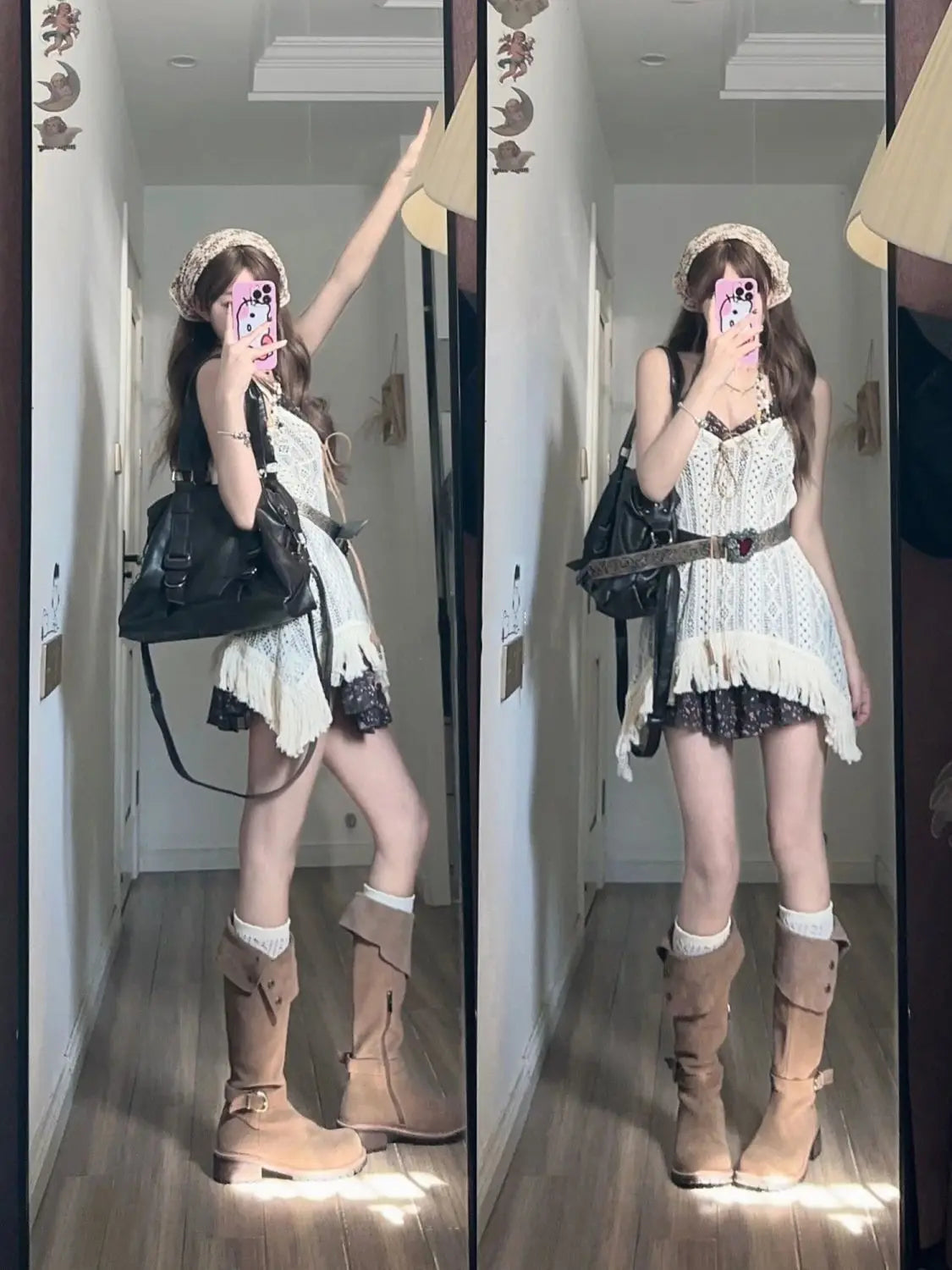 Summer 2000s Aesthetics Korean Fashion Outfits 2 Piece Set Floral Dress Prairie Chic + Casual Knitted Tops High Street Design