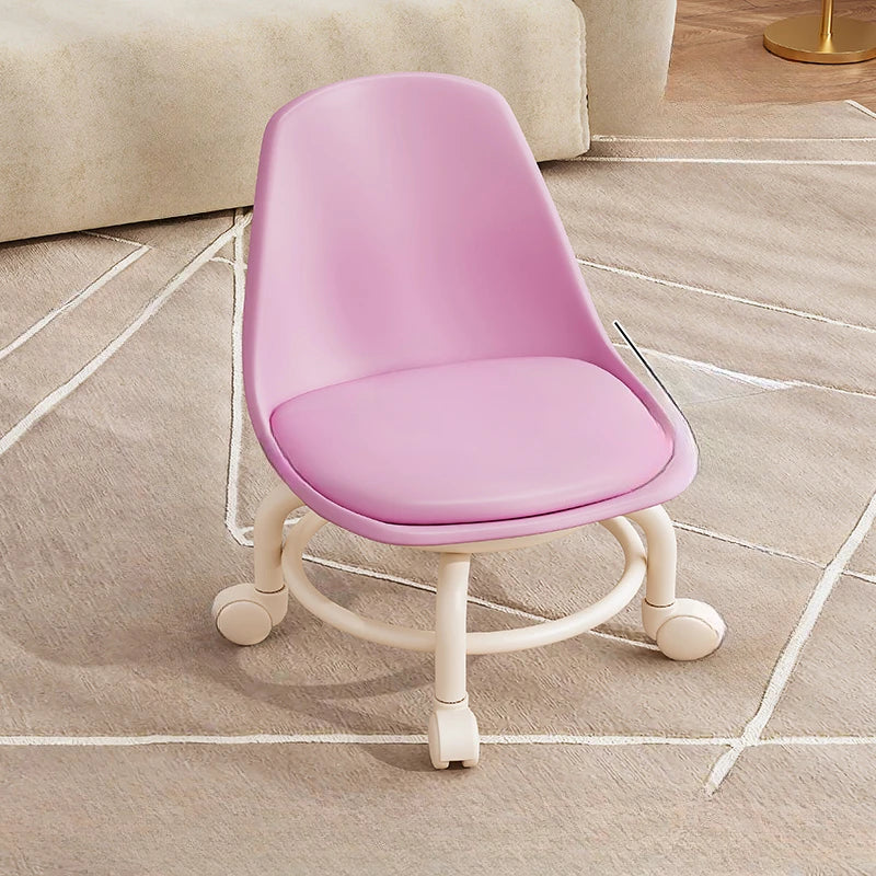 Kids Chair Solid Color Pulley Rotating Stool Wheeled Home Mobile Soft Low Footstool home improvement