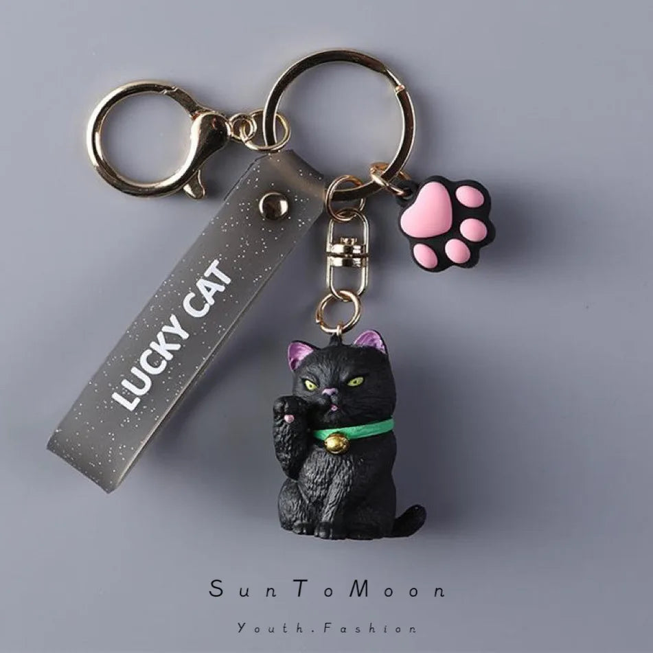 Cute Cat Keychain Creative Cat Claw Keyring Girls Ins Korean Exquisite Key Ring Pendant Bag Accessories Mobile Phone Charm Gift