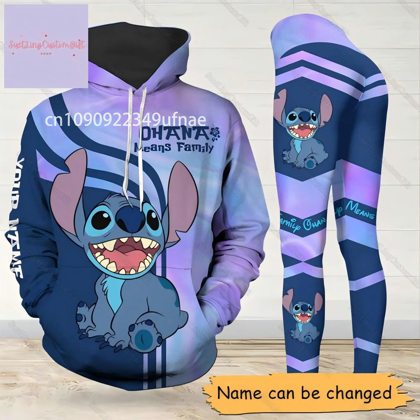 2025 Disney 3D hoodie sports yoga pants Stitch Fashion Women's tracksuit 3D