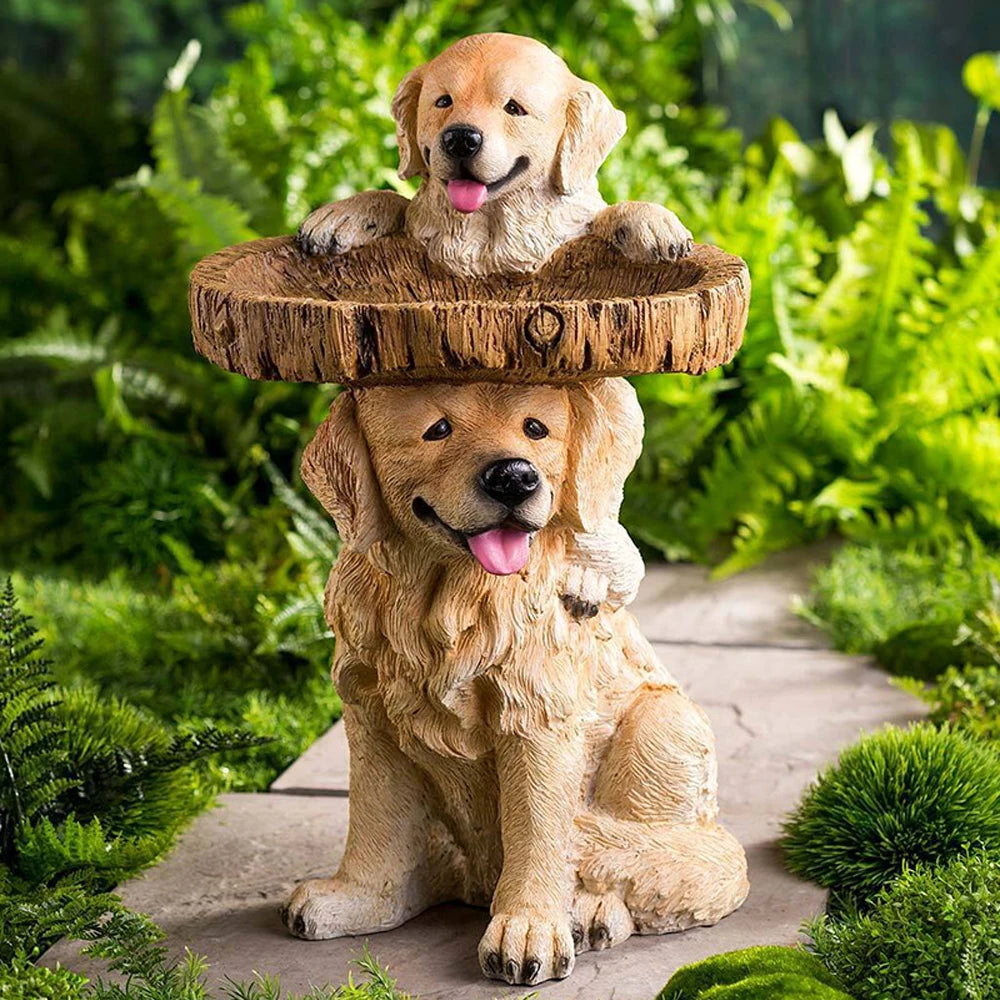 Garden Raccoon Birdbath Polyresin Antique Resin Bird Bath Home Garden Yard Garden Decoration Retro Outdoor Yard Decor Fountains