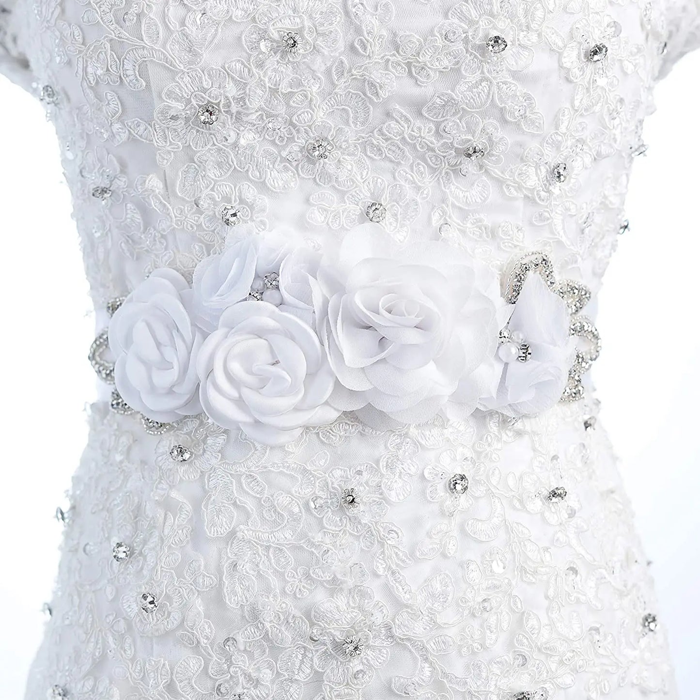 Wedding Belts White Ivory Flowers Pearls Satin Flower Rhinestone Decoration Accessories Elegant Bridesmaids Women Dresses Sash