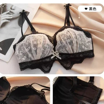 Push-up Gather Lace Bra Double U-shaped Soft Support Structure  Underwear Comfort Simple Bra Pride Bras