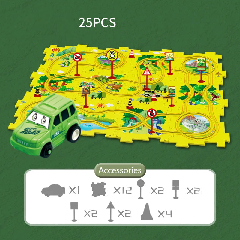 Puzzel Toy Set Rail Car DIY Assemble Jigsaw Flexible Railway Track Parent-child Interaction Toy Electric Car Puzzle Toys Gifts