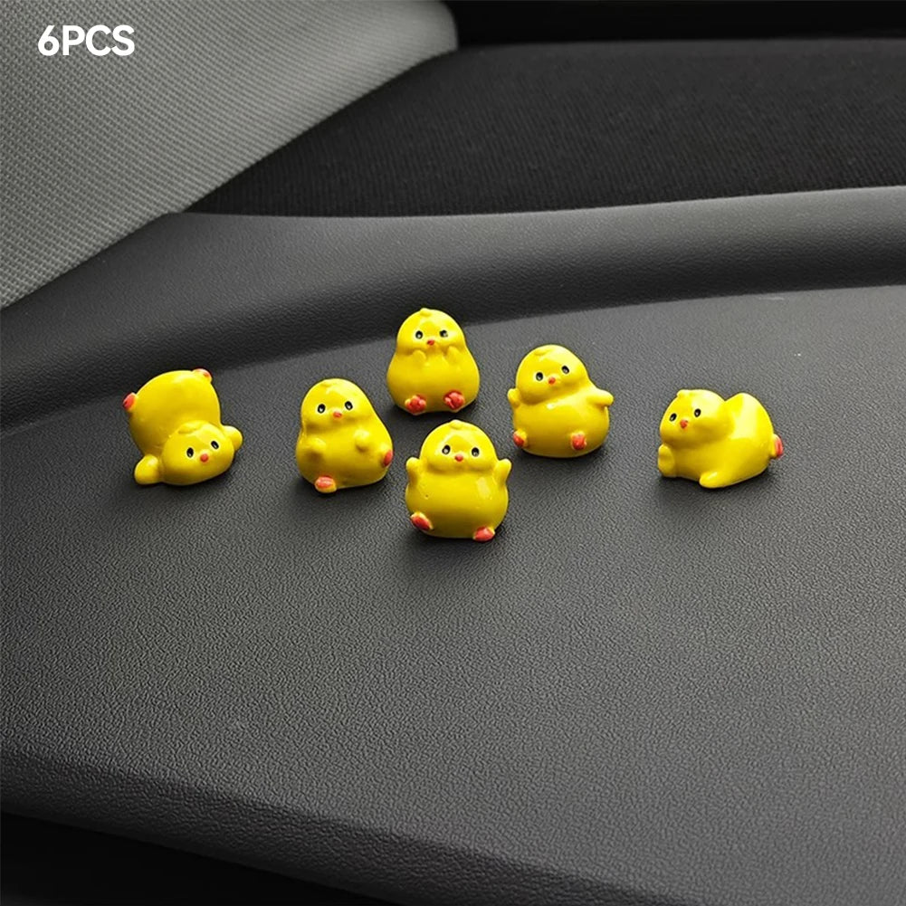 Mini Yellow Chick Car Decoration Gift Resin Ornaments for Auto Interior Dashboard Button Home Bedroom Office Living Room Store