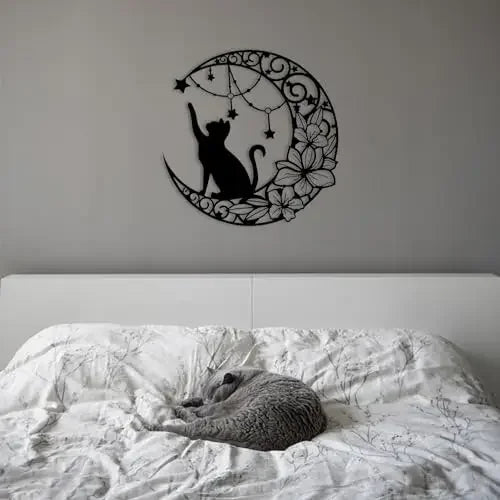 CIFBUY Deco 1pc Wall Decoration Metal Crafts Pendant Black Cat Metal Art Home Decor Outdoor Courtyard Indoor Applicable Decorati