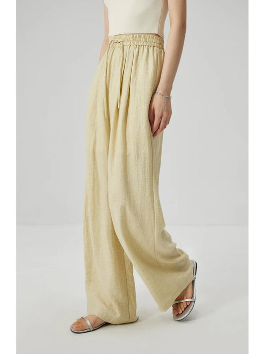 ZIQIAO Petite Linen Sleeveless Top and Pants Set for Women's 2024 Summer Outfit, New Vacation Style Temperament Outfit