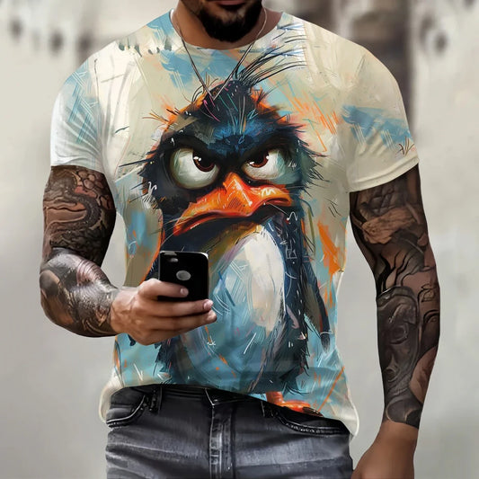 Casual O-neck Short Sleeve T-Shirt Funny 3D Penguin Print T Shirt For Men Street Trend Hip Hop Clothing Fashion Loose Summer Top mon