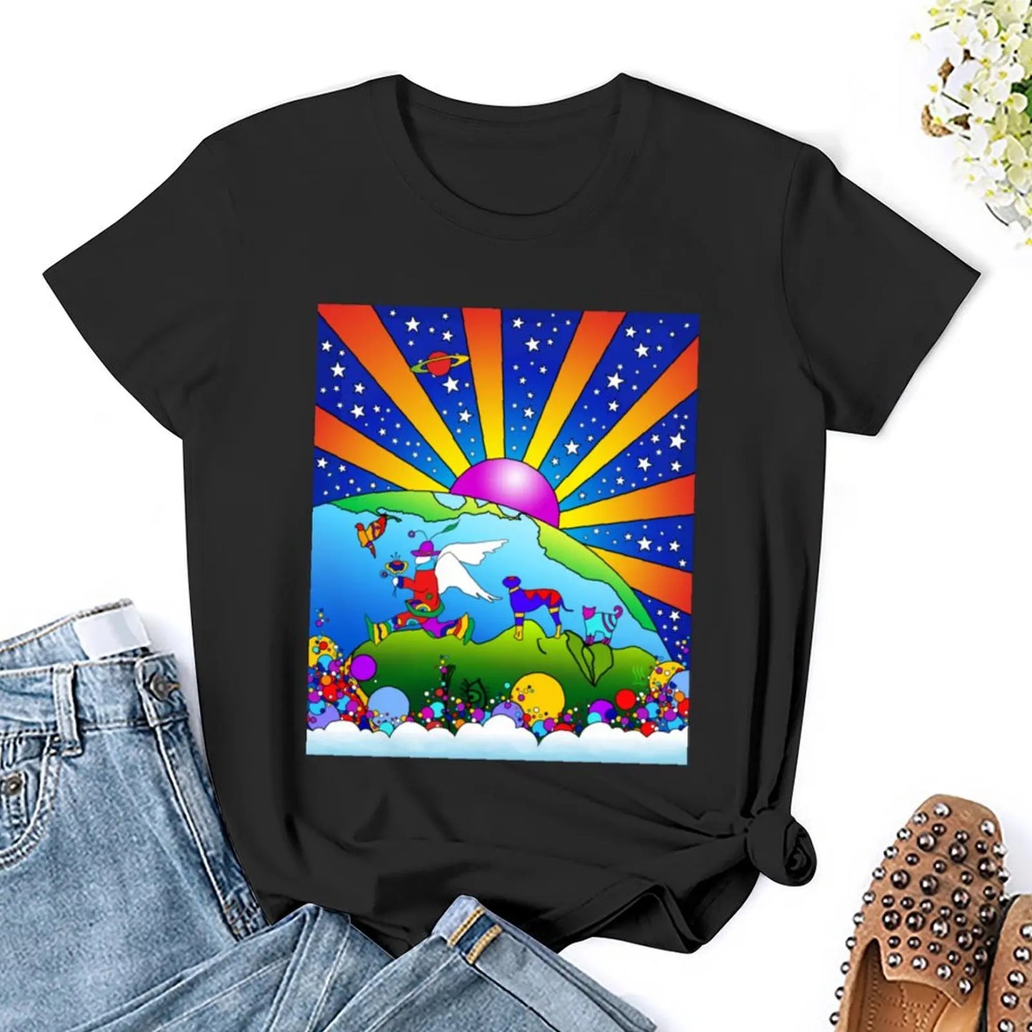 Cosmic Pet World T-Shirt tops clothes plus size tops cute tops Women clothing
