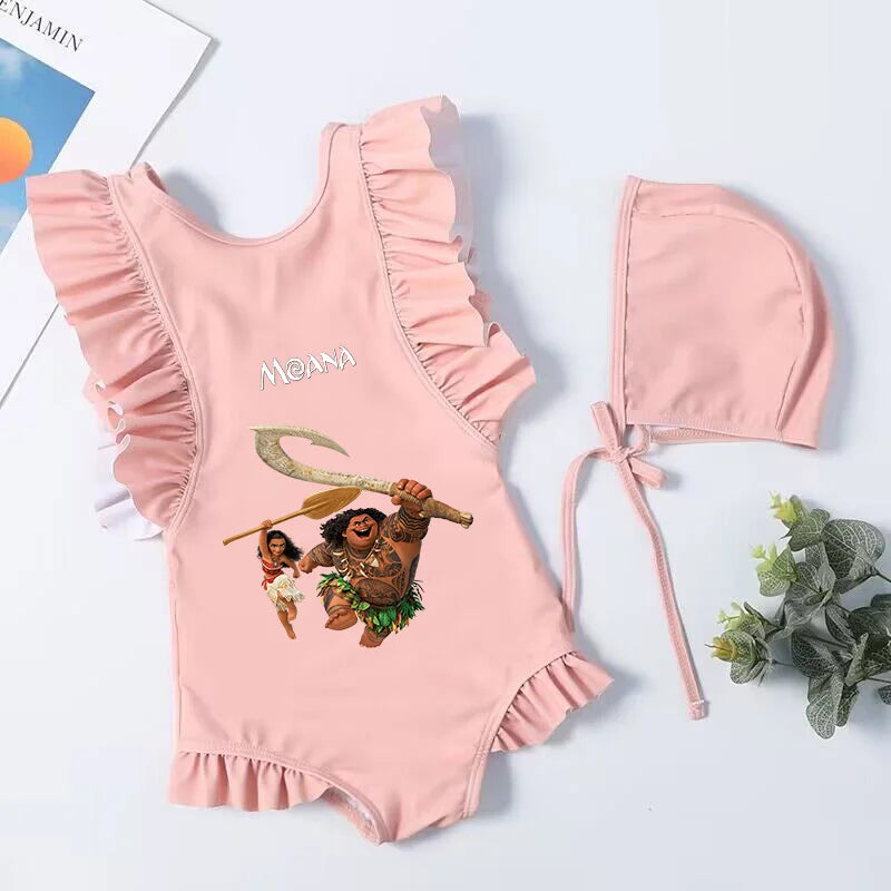 Moana Cartoon Toddler Baby Swimsuit One Piece Children Swimwear Kids Girl Bathing Suit Swim Shirts for Surfing Beach Wear Outfit
