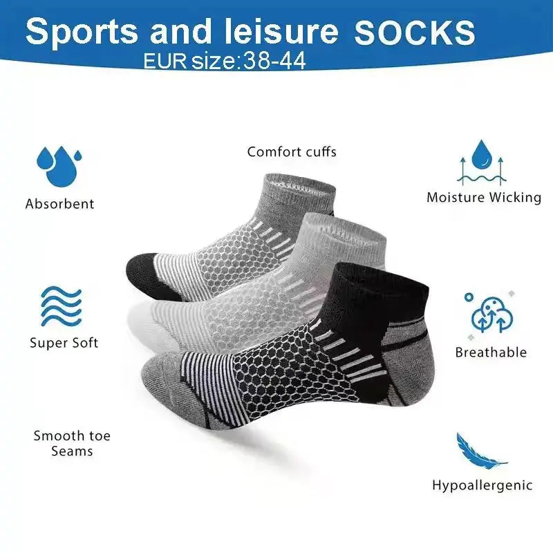 6 Paar kurze Sportsocken für Herren, für alle Jahreszeiten, zum Laufen, atmungsaktiv, lässig, weich, bequem, Polyester