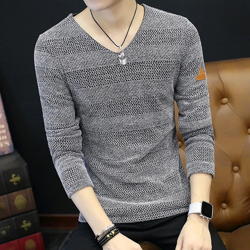 Knit Sweater Male No Hoodie Men's Clothing Red Pullovers Icon V Neck Sale Classic Street Elegant Pull Oversize Korean Fashion A