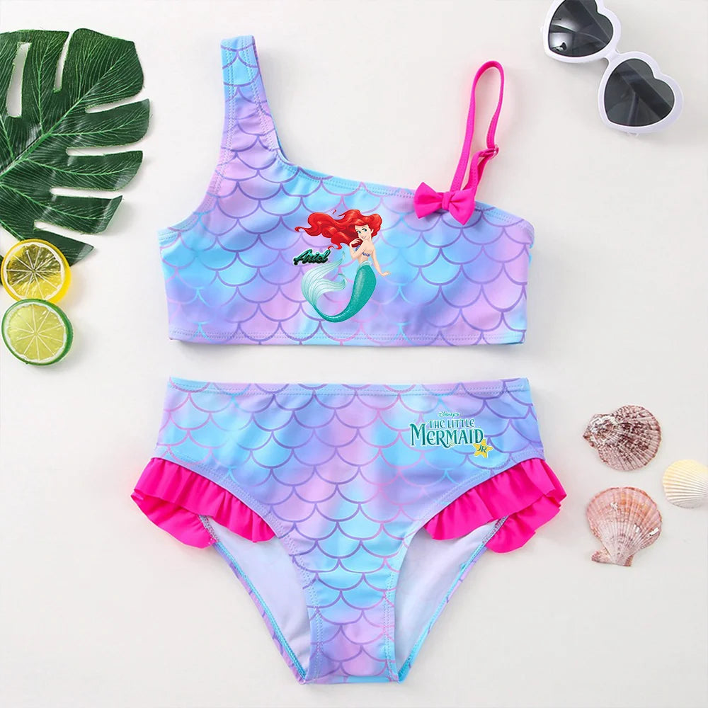 The Little Mermaid Girls Swimsuit One-Piece Bathing Suit Children Dresses Summer Swimwear Beach Suit Kid Wear Mermaid Fish Scale