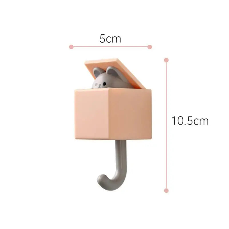 Cute Cat Wall Hooks Self Adhesive Bedroom Door Hangers Keys Towel Umbrella Coat Holder Rack Animal Home Bathroom Decoration Hook