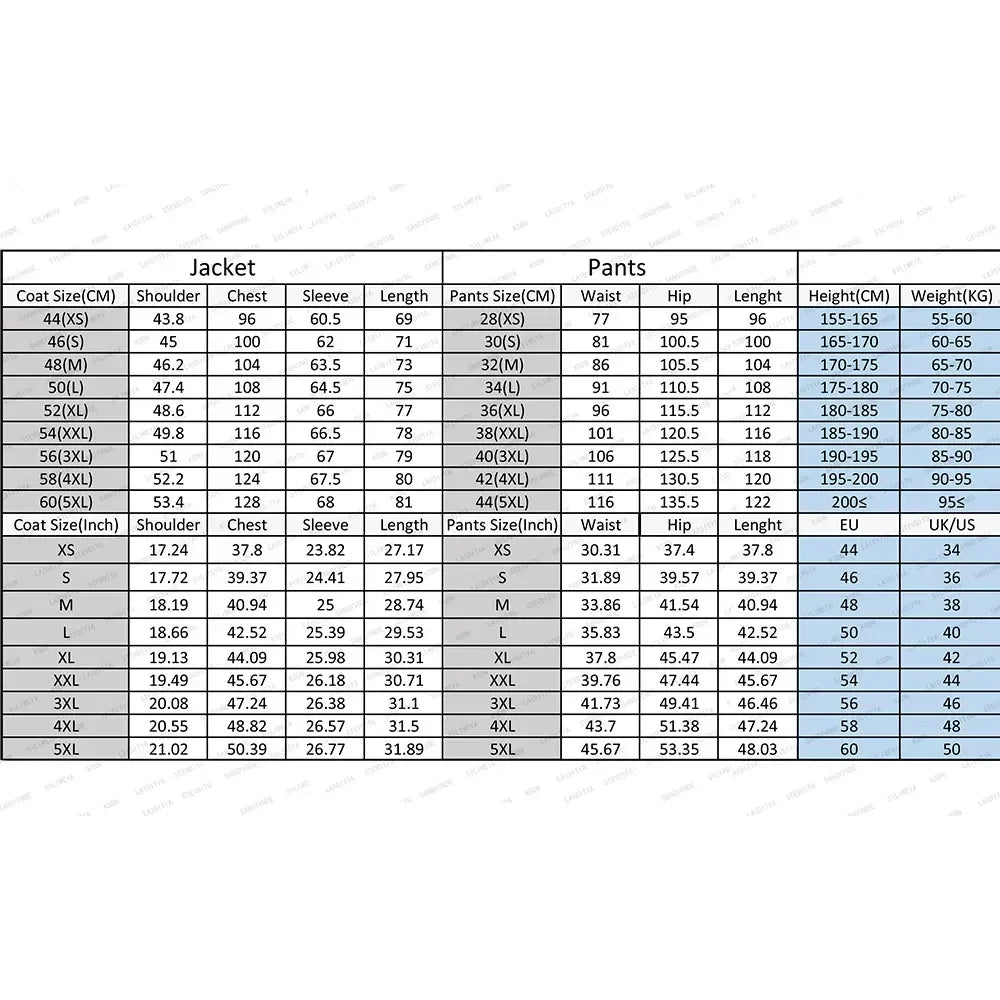 Fashion Black Men Suits 2 Pieces Peaked Lapel Slim Fit Casual Overcoat Formal Business Daily Tailored Set