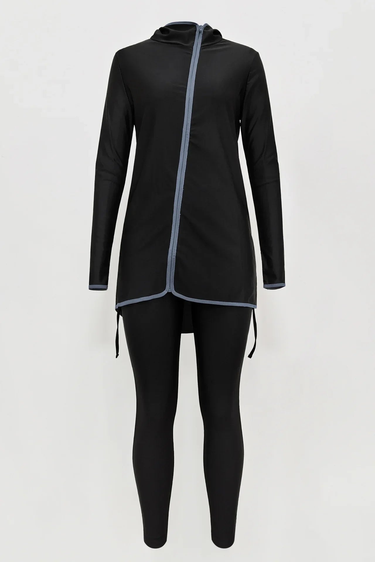 2 Piece Burkini Muslim Swimwear Black Full Cover Sets Modest Bathing Swimsuit Arab Islamic Beach Wear Plain Woman Summer Outfits