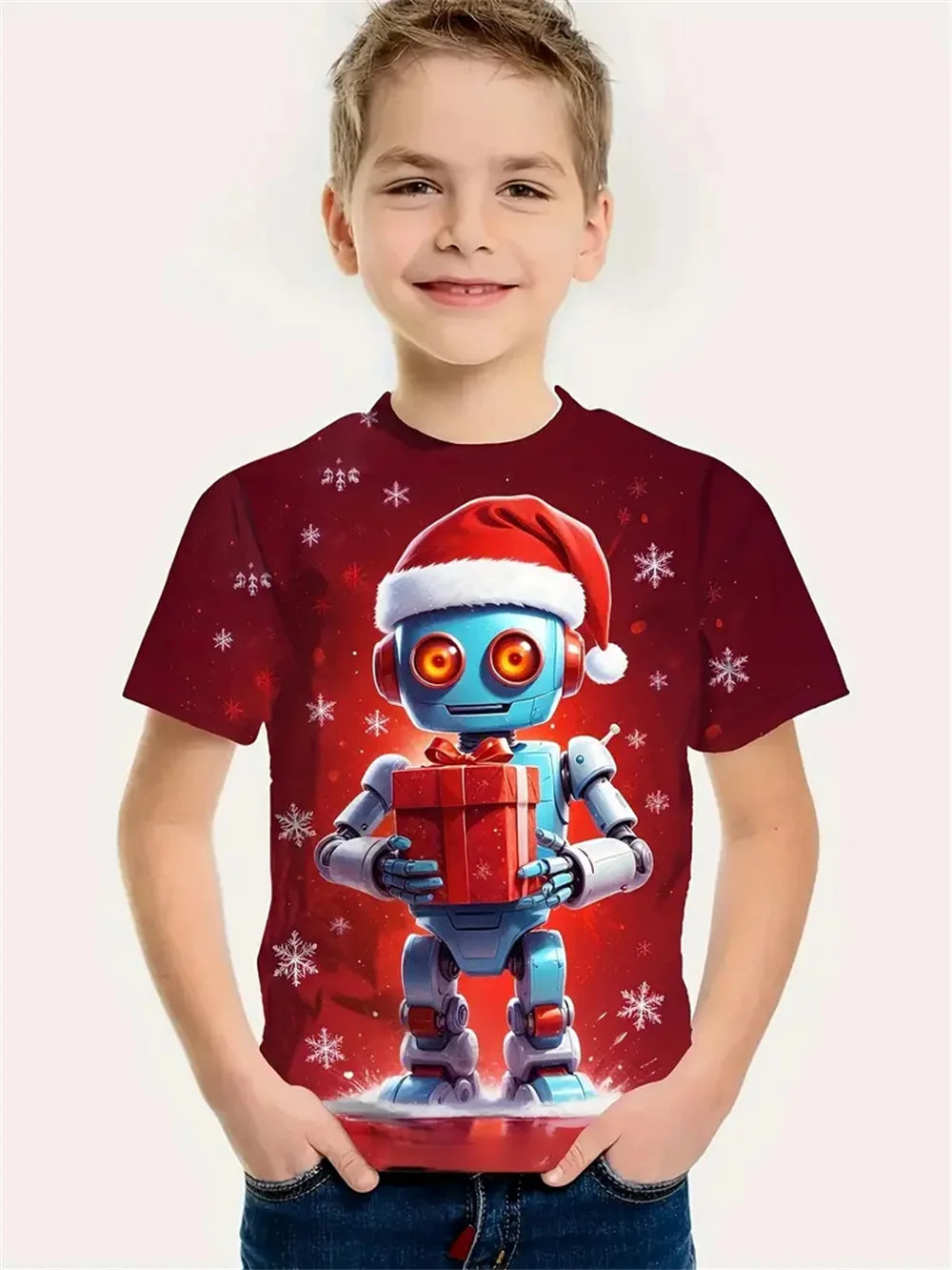 Christmas Santa Claus 3d Print Tee Shirt Kids Boys Clothes Short Sleeve Casual Children's Clothing Fashion T Shirt For Boys