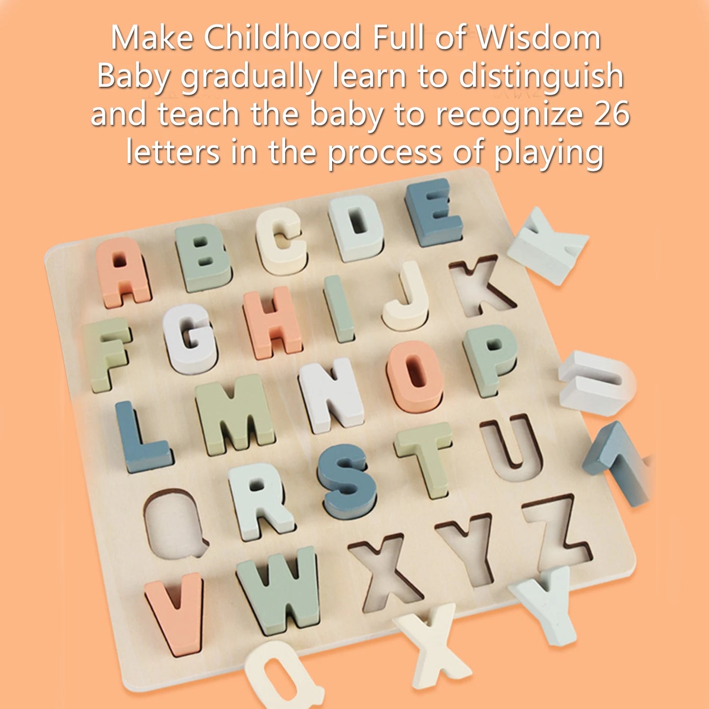 Toddlers Wooden ABC Letter Puzzles Early Educational Learning Toys 3D Puzzle Board Game Alphabet Blocks For Kids Birthday Gifts