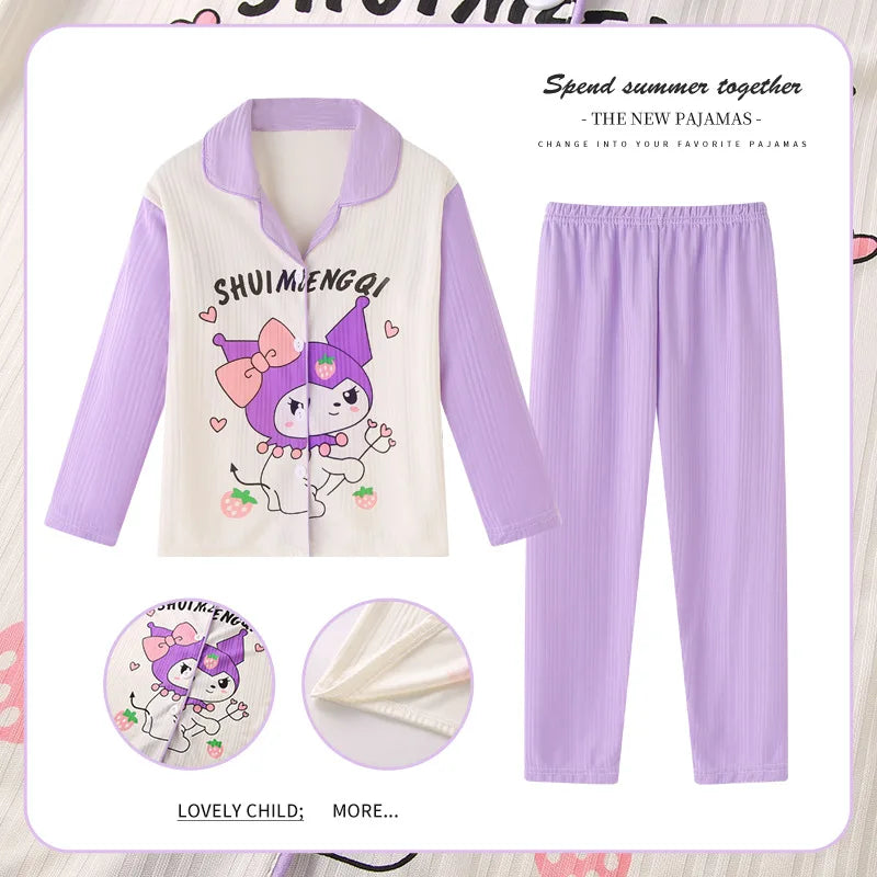 Girls' Autumn Jacquard Strips Sleepwear Pajama Robe Children's Clothing Mother Kids
