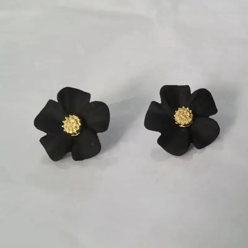 925 Silver Needle Korean Vintage Oil Painting Pearl Flower Earrings For Women Jewelry 2024 Trending New Luxury Women's Earrings