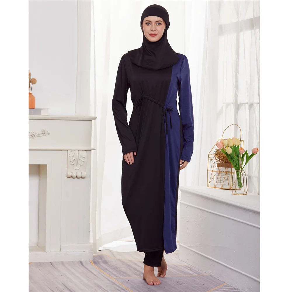2024 New Arrival Stylish Muslim Swimwear Burkinis 3 Piece Long Robe Swimming Hijab Suit Muslimah Hijab Swimsuit Islamic Swimwear