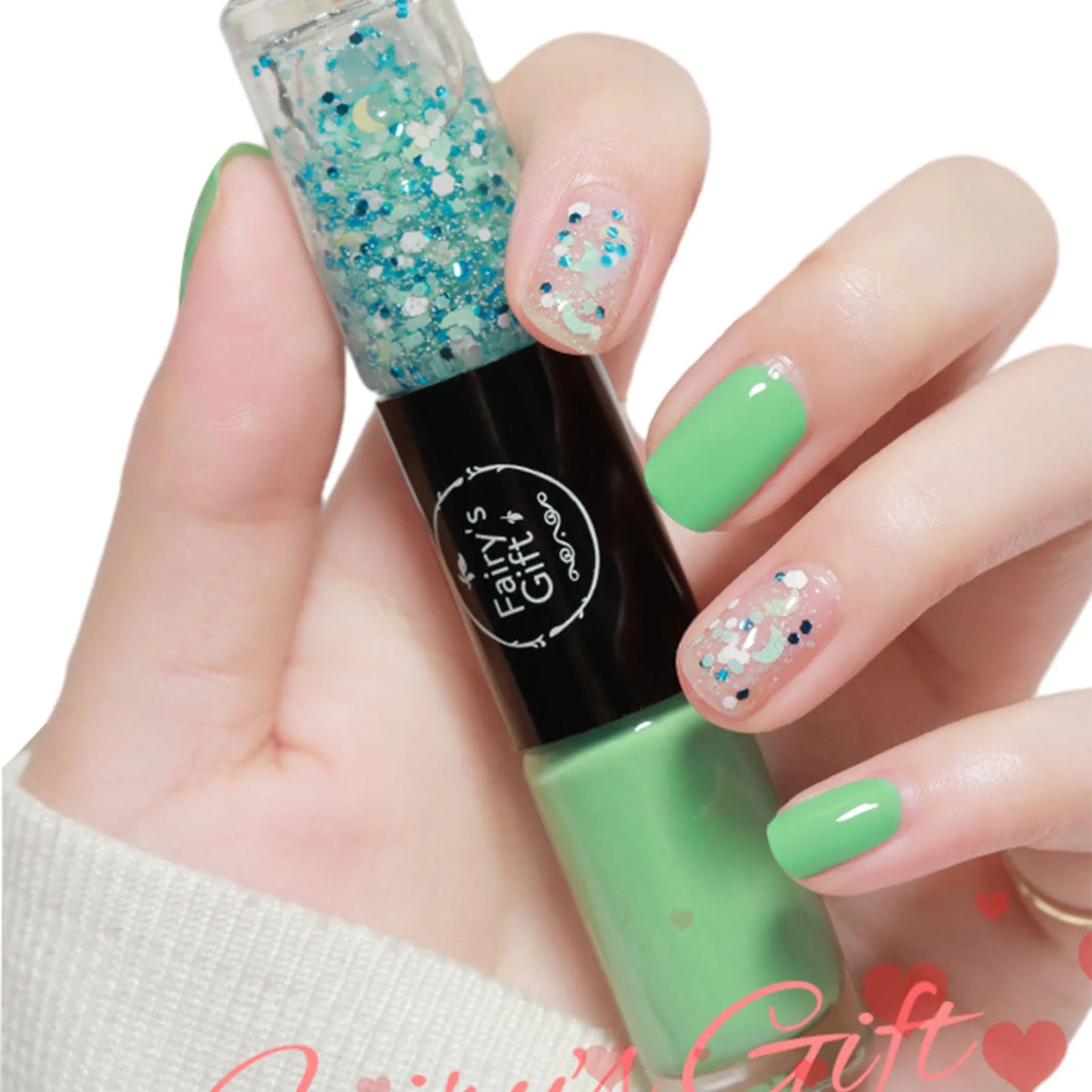 2 In 1 Double Heads Nails Polish Paillette Glitter Nails Oils Long Lasting Waterproof And No-Bake Quick Drying Gel Nails Polish