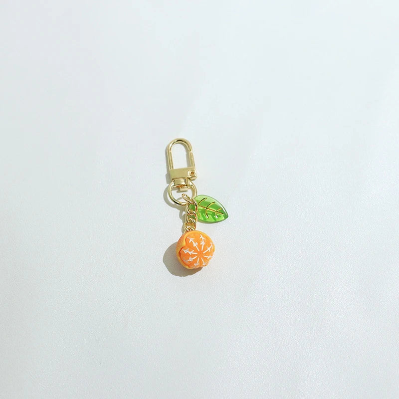 Cute Fruit Keyring Cartoon Simulation Orange Keychain Pendant Bag Earphone Case Phone Pendant Decoration Accessories Gifts
