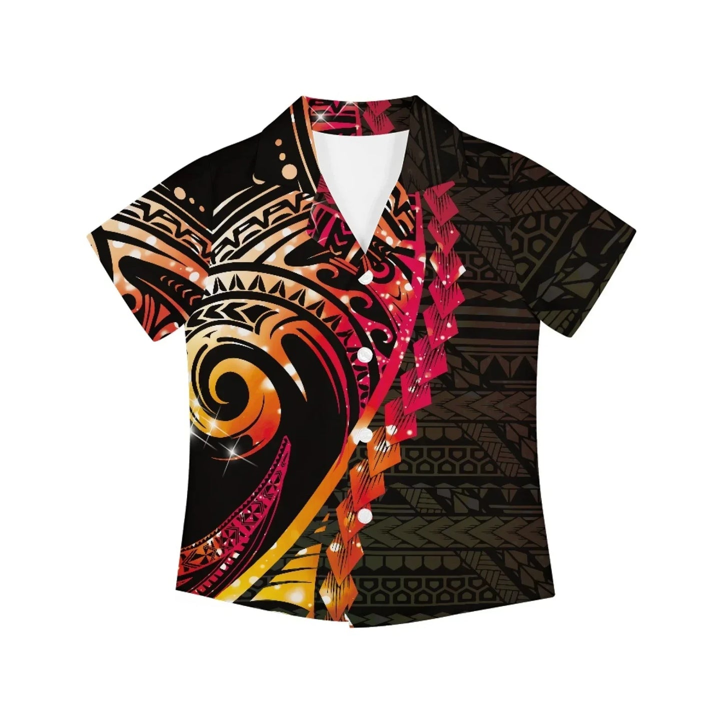 Polynesian Tribal Fijian Totem Tattoo Fiji Prints Children Shirts Fashion Short-sleeved Boys Shirts For Kids Blouses