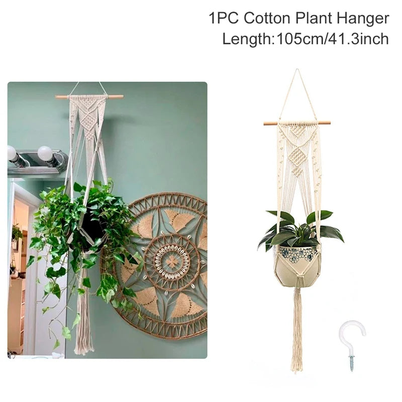 Hanging Plant Handmade Macrame Courtyard Garden Decoration