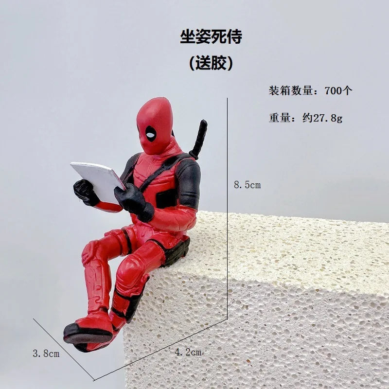 The Avengers Deadpool Sitting Posture Lying Posture Sleeping Posture Handmade Model Desktop Computer Car Decoration Kid Toy Gift